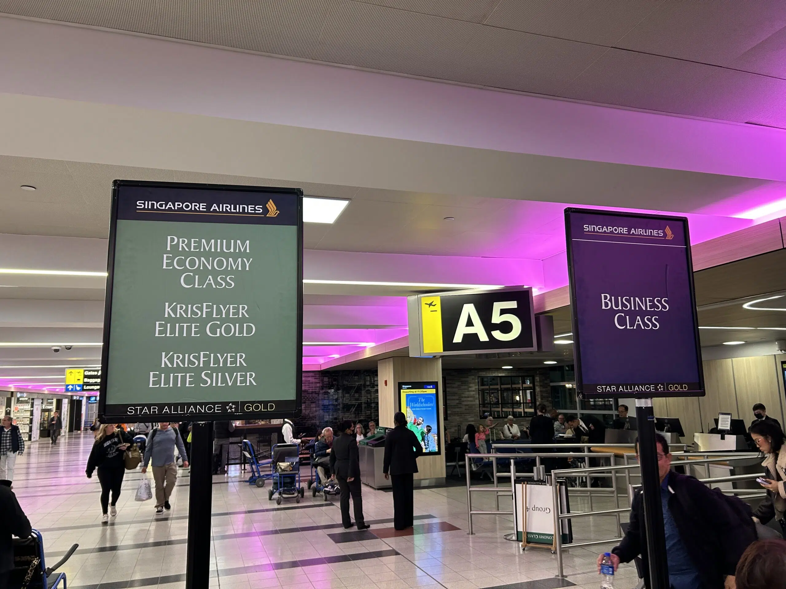 airport hallway and boarding gate area