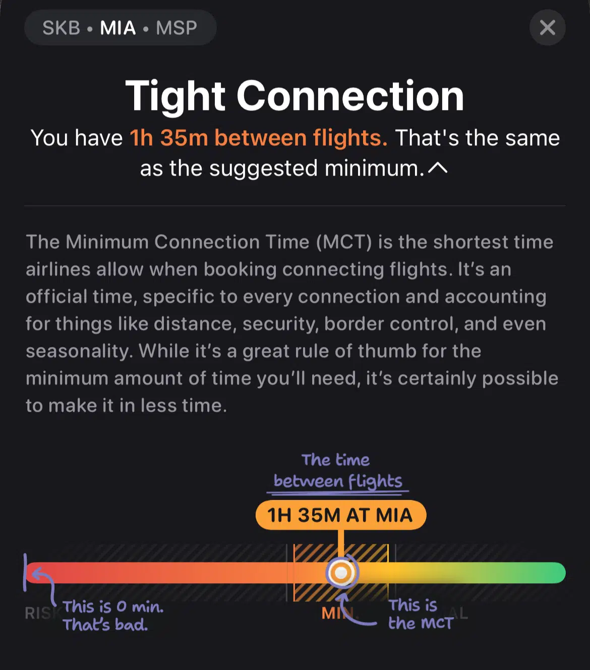 Tight connection Flighty Pro explanation