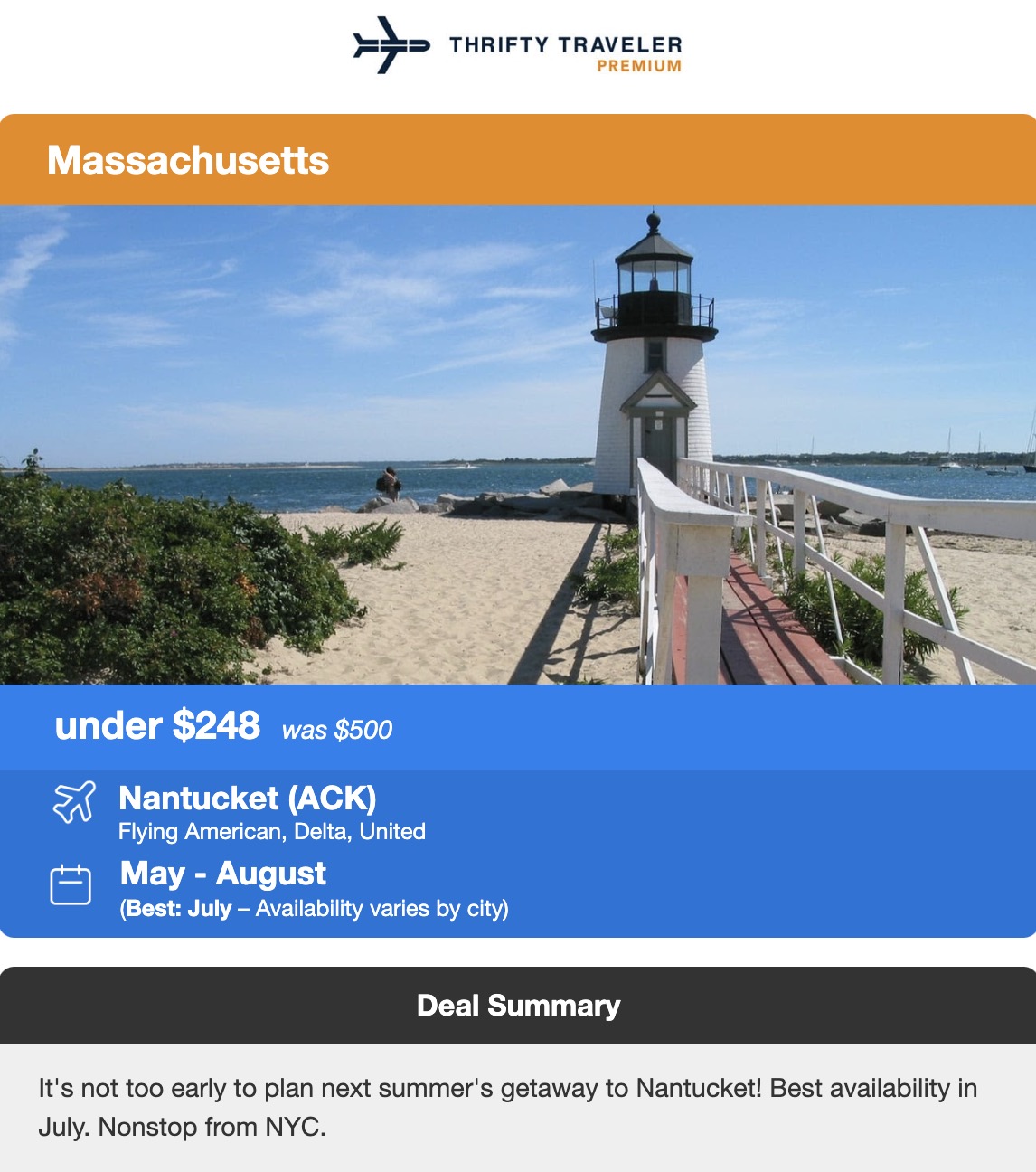 Nantucket flight deal