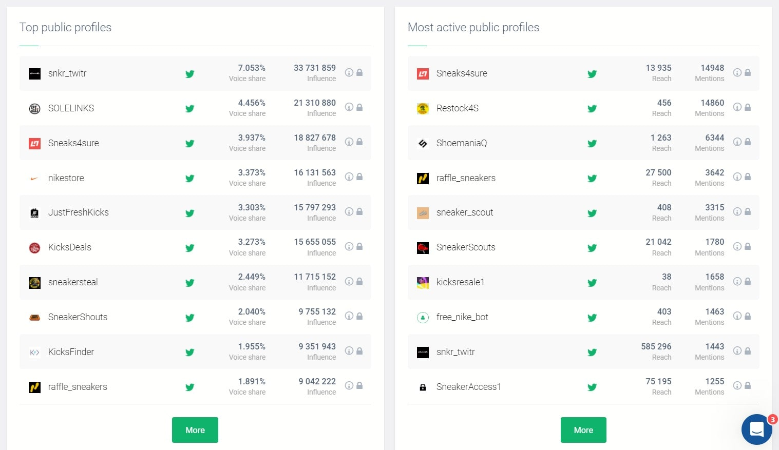 Influencers that match the Nike brand detected by the Brand24 tool