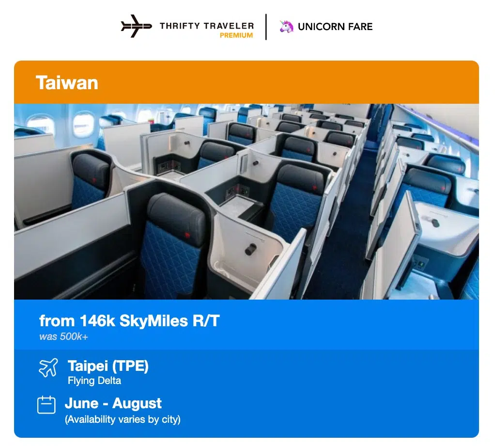 screenshot of a flight deal alert