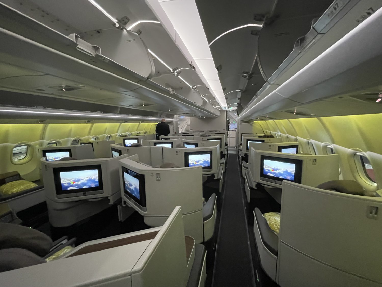 cabin full of business class seats