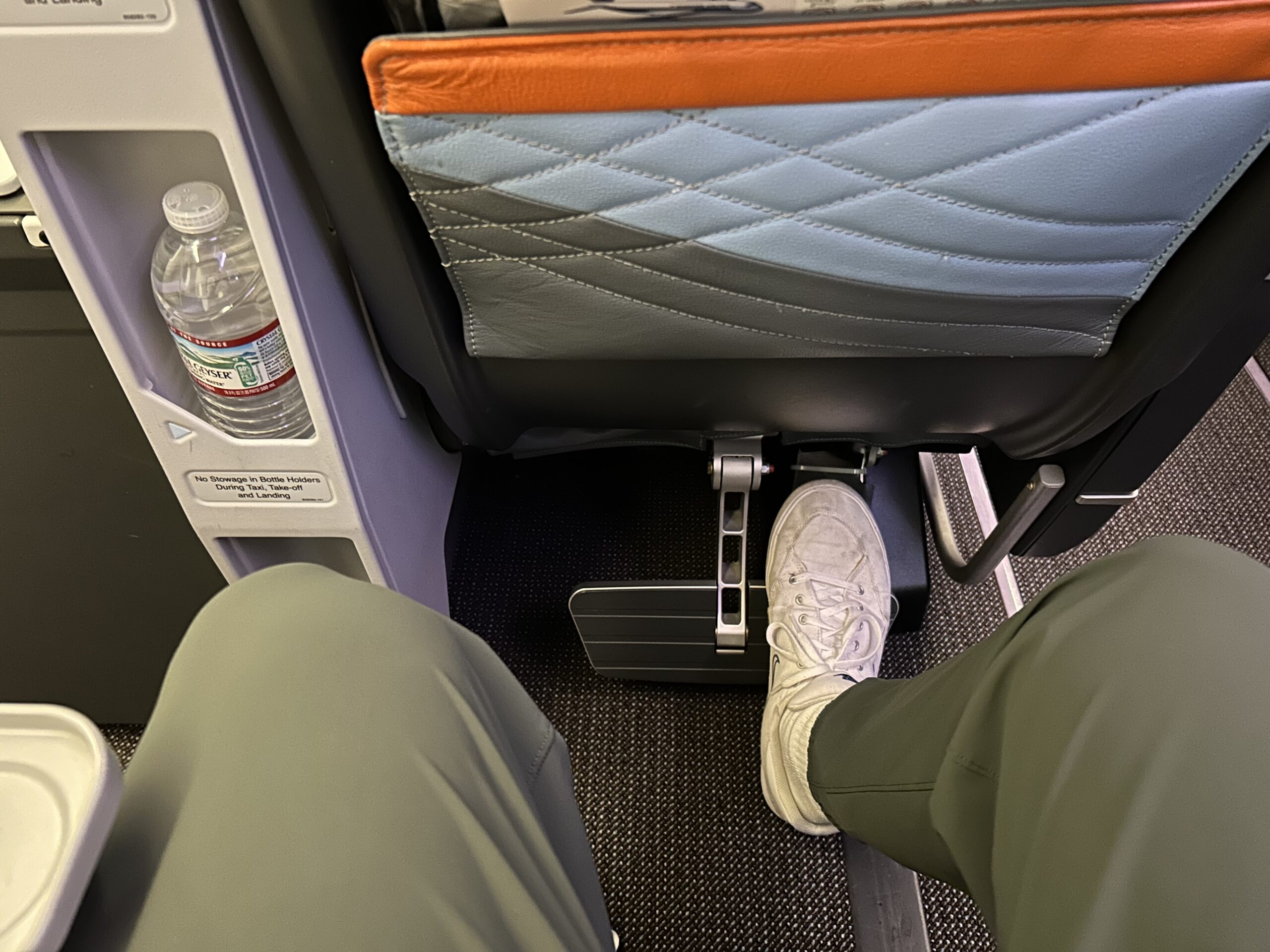 seatback pocket and legroom on an airplane seat