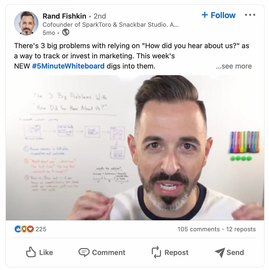 LinkedIn post with a hashtag