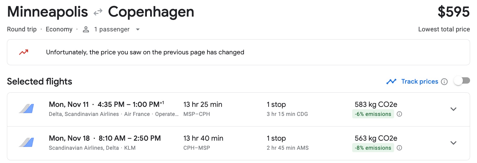 minneapolis to copenhagen flight