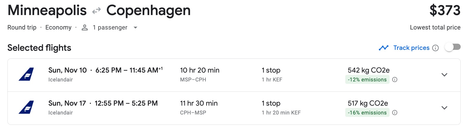 msp to copenhagen