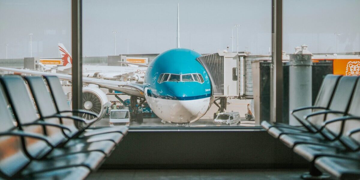 KLM airplane parked at the gate