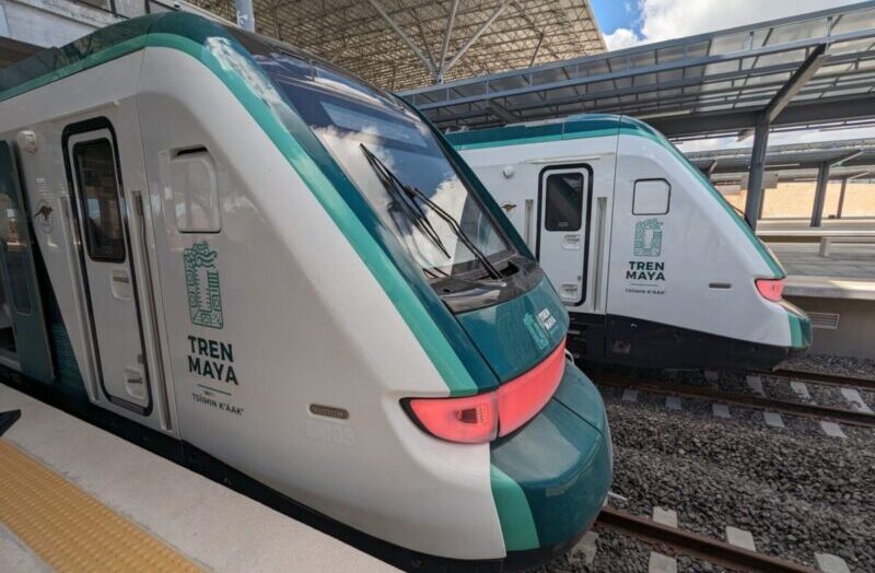 Two Mayan Trains at the platform