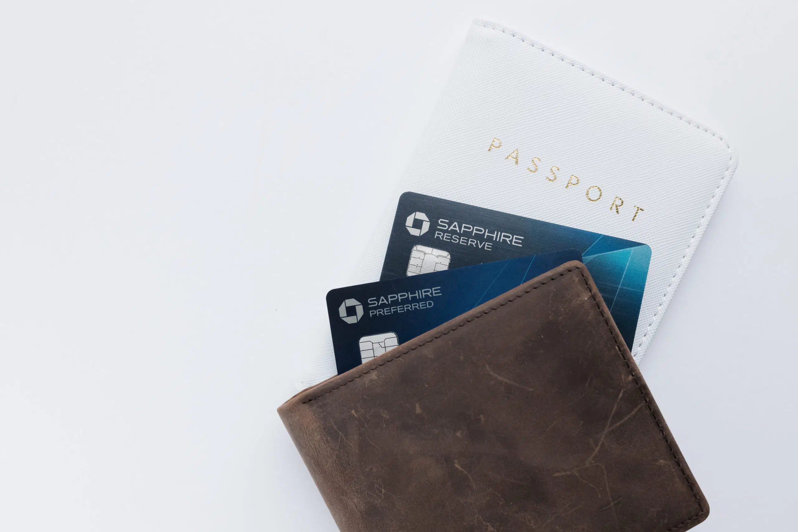 Chase sapphire preferred and reserve cards in a wallet