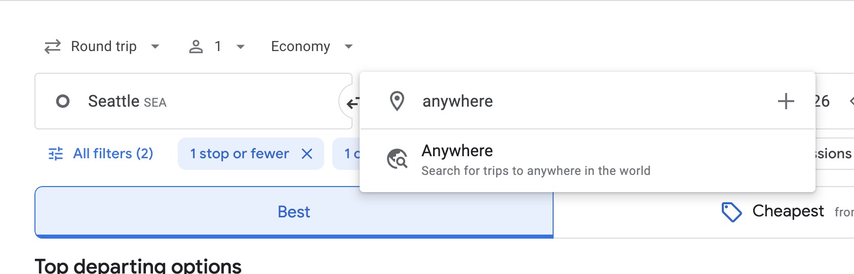 Typing Anywhere into the destination box. 