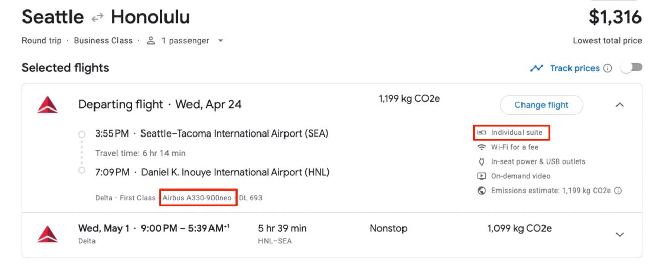 google flights search