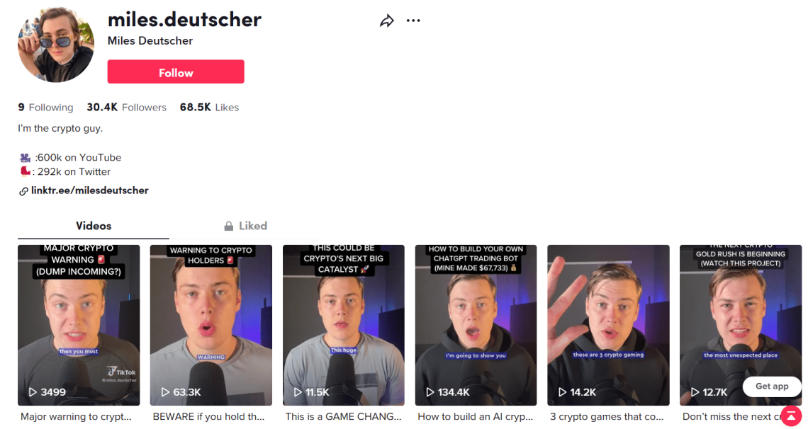 Miles Deutscher - crypto influencer