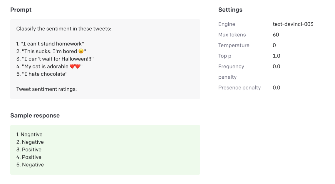 Example of OpenAI sentiment analysis.