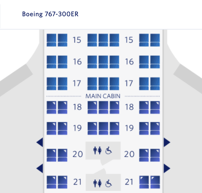 Delta Boeing 767 seat map