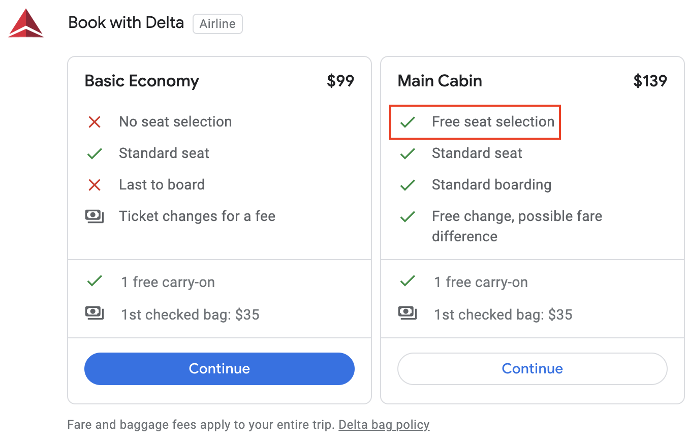 differences between basic economy and main cabin fares 