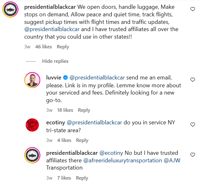 Social selling on Instagram - example